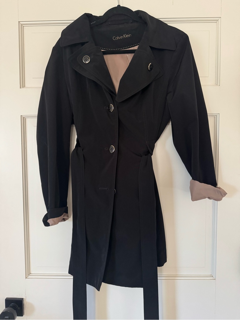 Calvin Klein Black Trench Coat with Beige Lining